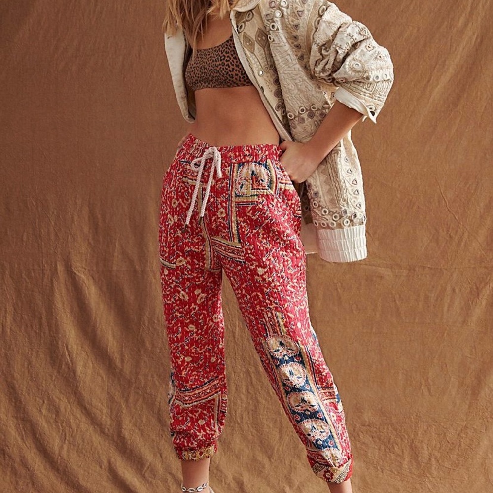 Bohemian Red Patterned Pants